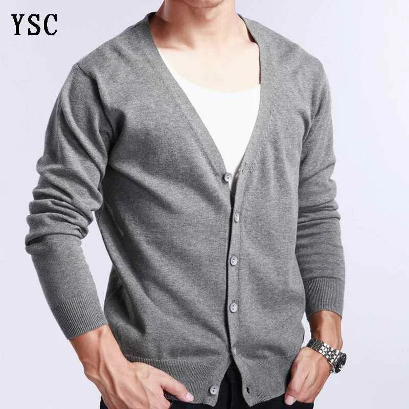 YSC Spring&autumn Men's knitting Cashmere blend cardigan solid color multi-colored V-neck Single breasted loose fitting style