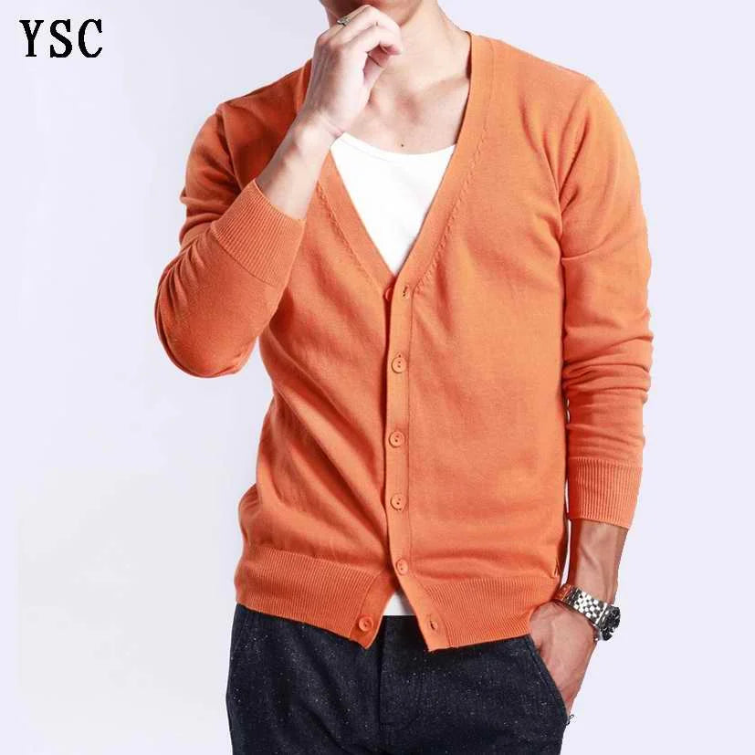 YSC Spring&autumn Men's knitting Cashmere blend cardigan solid color multi-colored V-neck Single breasted loose fitting style