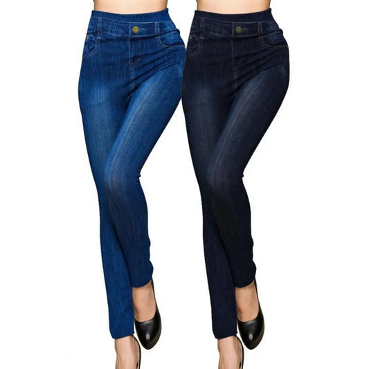 Women Denim Jeans High Waist Jeans Stretch Pockets Button Denim Pants Seamless Trousers for Women Long Skinny Pencil Pants
