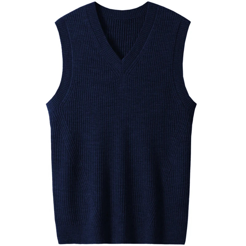 Autumn and winter New Men's V-Neck Knitted Vest Business Casual Classic Style Thick Sleeveless Sweater Vest Male Brand Clothing