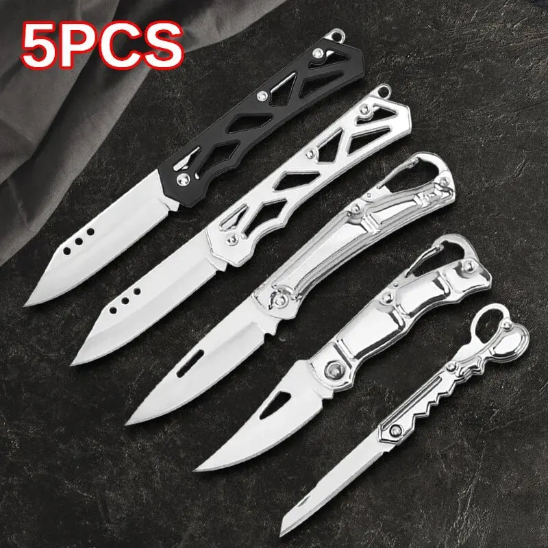 5PCS Pocket Folding Fruit Knife Set, Stainless Steel Outdoor Knife with Non-slip Handle for Kitchen Accessories Box Opener