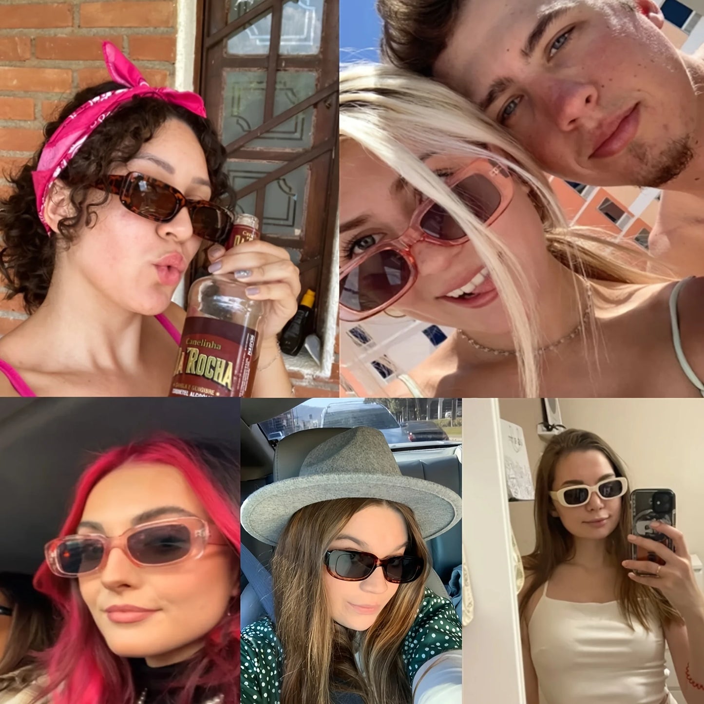 4pcs/set Rectangle Frame Sunglasses For Women Men Candy Color Y2K Fashion Sun Glasses Vintage Outdoor Eyewear UV400