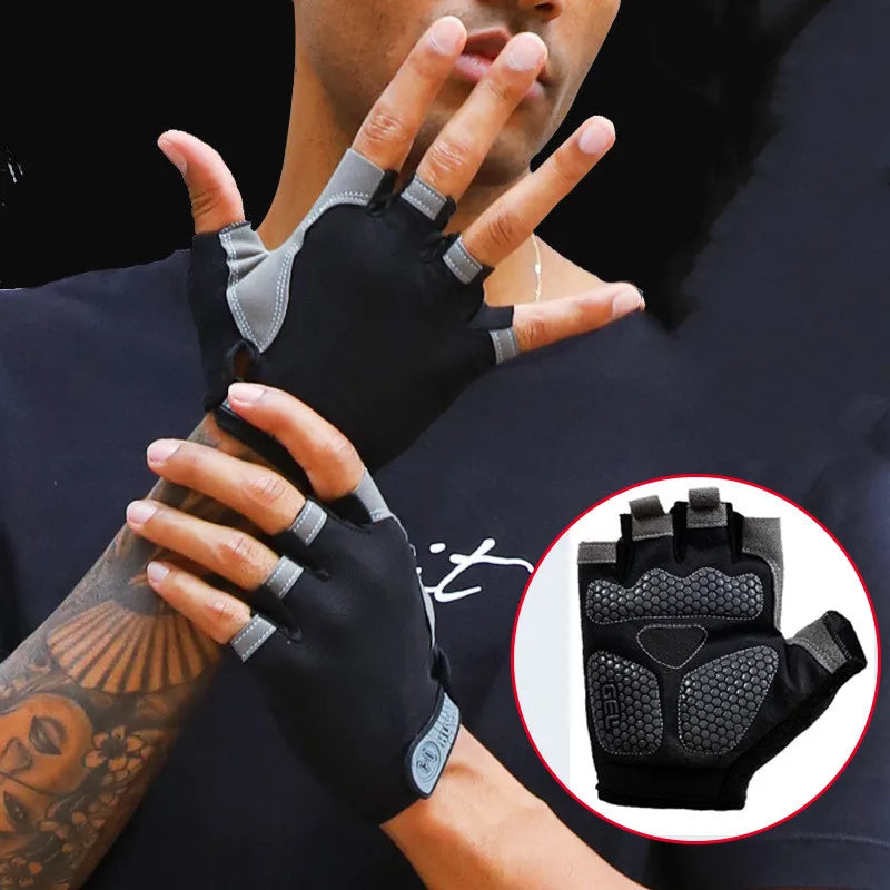 Breathable Half Finger Gym Dumbbells Gloves Men Women Bodybuilding Crossfit Exercise Sports Gloves for Cycling Bicycle Anti Slip