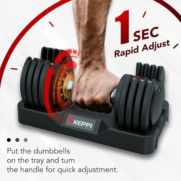 Keppi Adjustable Dumbbells Set-25lb Dumbbells with Anti-Slip Metal Handle for Exercise & Fitness Fast Adjust Weight