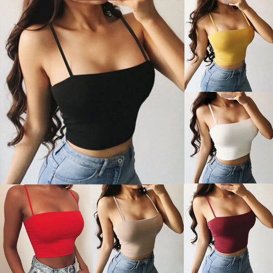 Sexy Tank Tops Summer Sleeveless Crop Top Women Solid Color Backless Camisole Fashion Casual Camis Stretchy Tight Underwear Vest