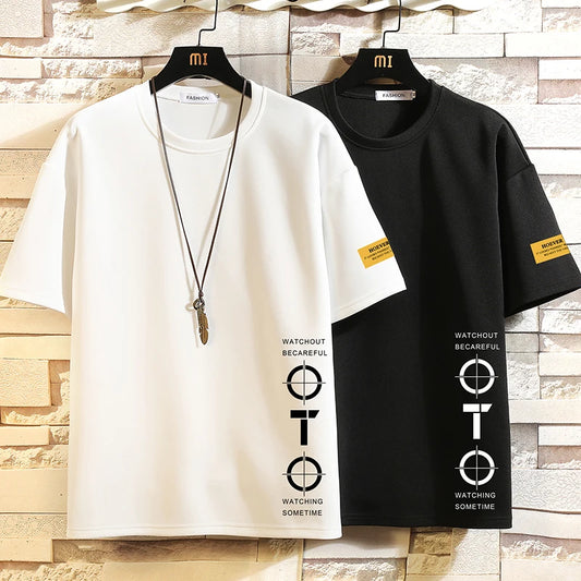 Short Sleeve T Shirt Men'S For 2023 Summer Print Black White Tshirt Top Tees Brand Fashion Clothes Plus Size M-5XL O NECK