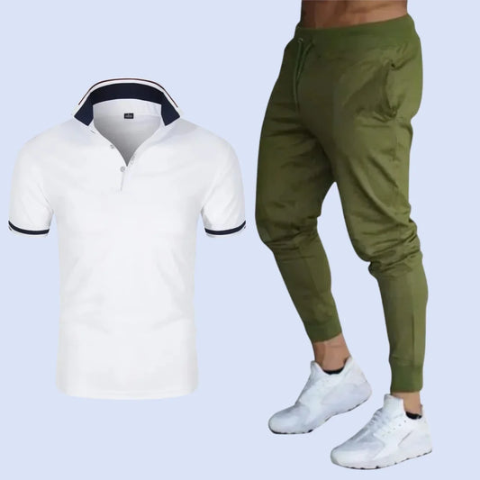 2024 New Men Short Sleeve Polo Thin Pants Suit Summer 2-piece Set Casual FashionBusiness Casual Men Clothes Sweatpants Tracksuit