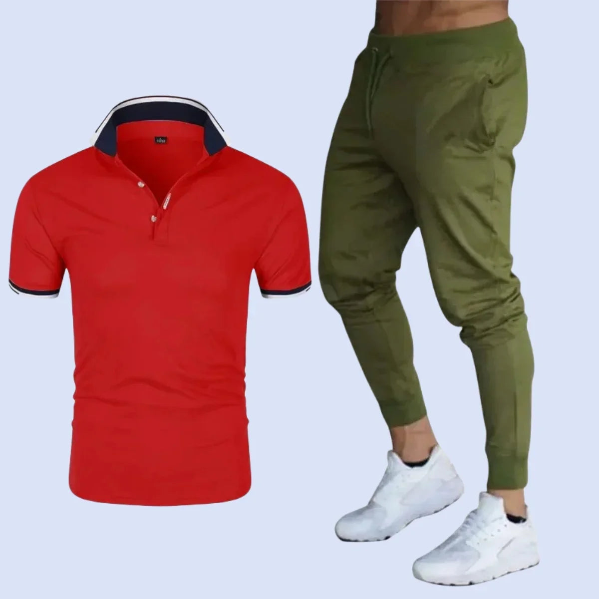 2024 New Men Short Sleeve Polo Thin Pants Suit Summer 2-piece Set Casual FashionBusiness Casual Men Clothes Sweatpants Tracksuit
