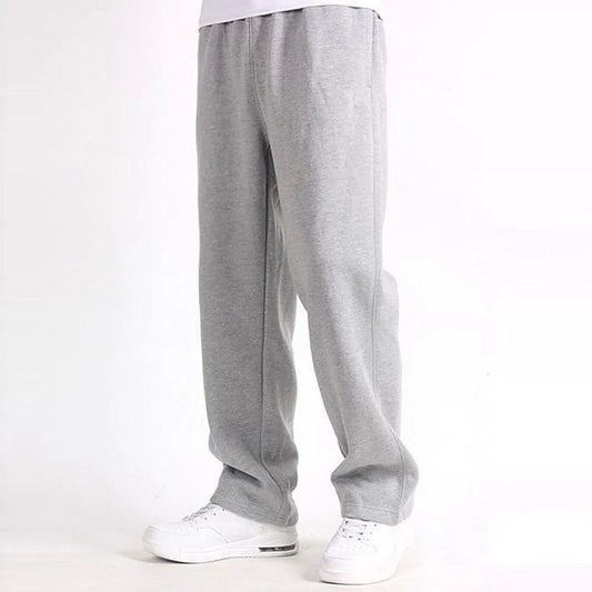 Solid Color Sweatpants Men Casual Straight Pants Trend Youth Warm Loose Baggy Elastic Pants Simple All-Match Men's Trousers