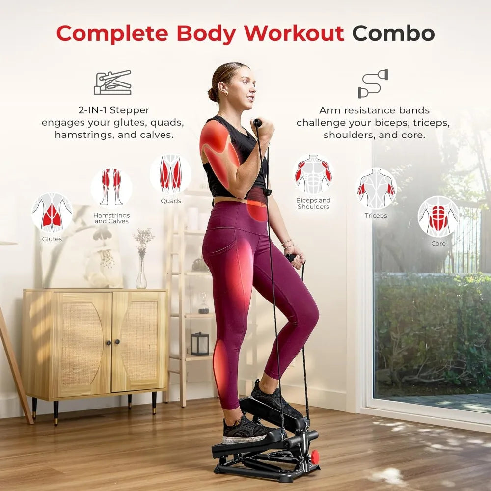Mini portable Stepper for Exercise Low-Impact Stair Step Cardio Equipment with Digital Monitor, adjusable intensity and height